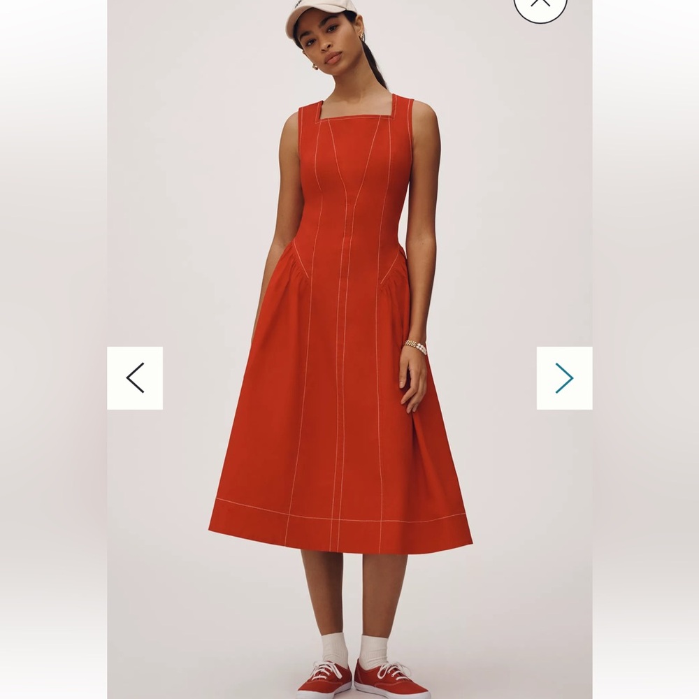 Anthropologie Red Midi Dress